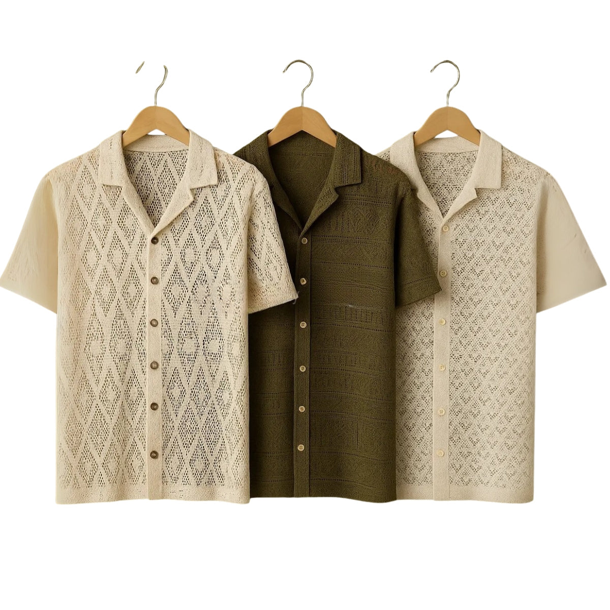 3 Pack Men's Crochet Shirts | Unique Patterns, Ultimate Comfort, Effortless Style| SC-16