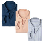 Office Essentials: 3-Pack Premium Cotton Formal Shirts – Tailored Fit, Full Sleeves & Pockets (FS-37 )