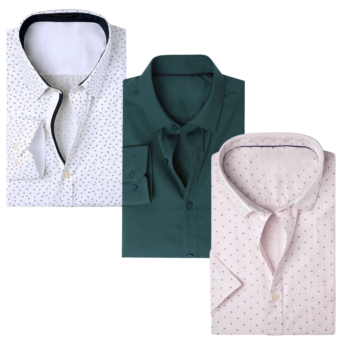 Office Essentials: 3-Pack Premium Cotton Formal Shirts – Tailored Fit, Full Sleeves & Pockets (FS-40 )