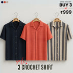 3 Pack Men's Crochet Shirts | Unique Patterns, Ultimate Comfort, Effortless Style| SC-11