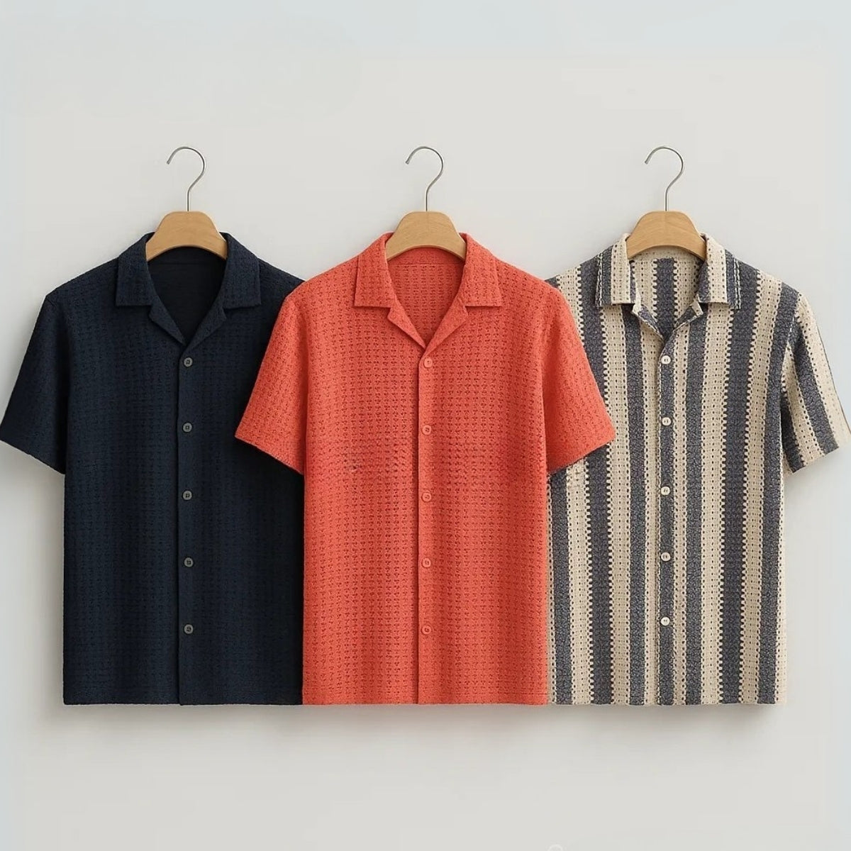 3 Pack Men's Crochet Shirts | Unique Patterns, Ultimate Comfort, Effortless Style| SC-11
