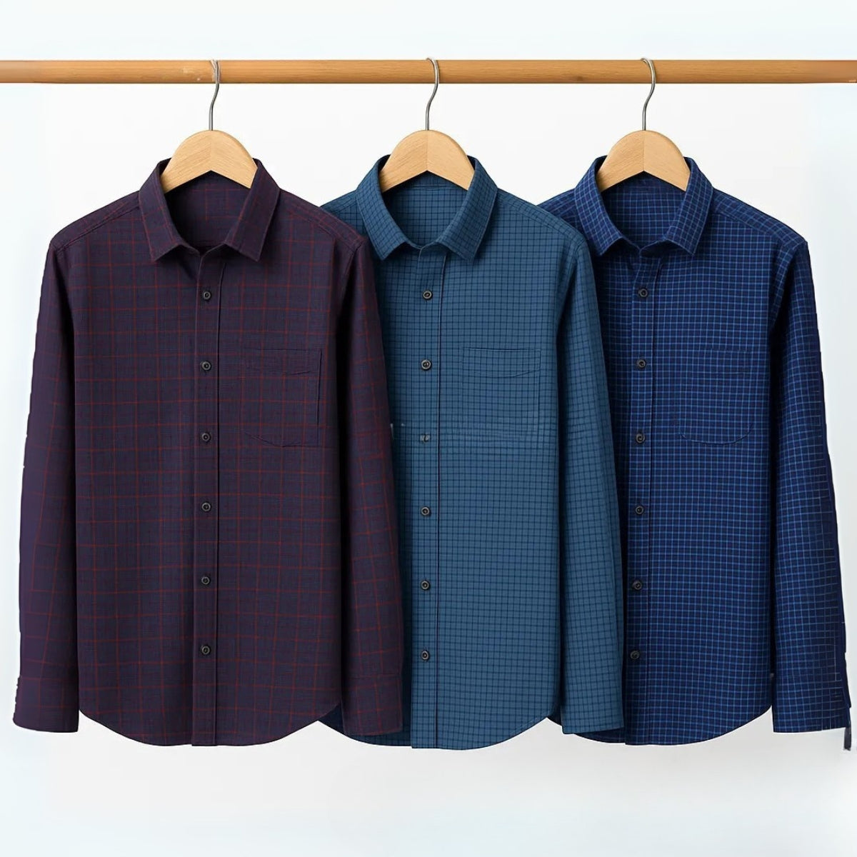 Office Essentials: 3-Pack Premium Cotton Formal Shirts – Tailored Fit, Full Sleeves & Pockets ( FS-158)