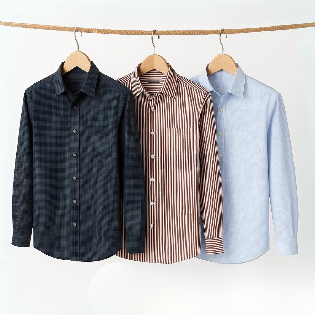 Office Essentials: 3-Pack Premium Cotton Formal Shirts – Tailored Fit, Full Sleeves & Pockets ( FS-159)