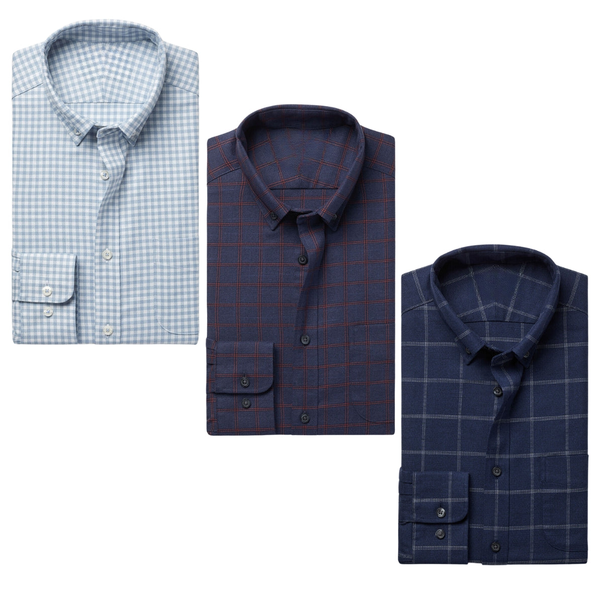 Office Essentials: 3-Pack Premium Cotton Formal Shirts – Tailored Fit, Full Sleeves & Pockets ( FS-161)