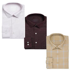 Office Essentials: 3-Pack Premium Cotton Formal Shirts – Tailored Fit, Full Sleeves & Pockets ( FS-165)