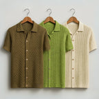 3 Pack Men's Crochet Shirts | Unique Patterns, Ultimate Comfort, Effortless Style| SC-12