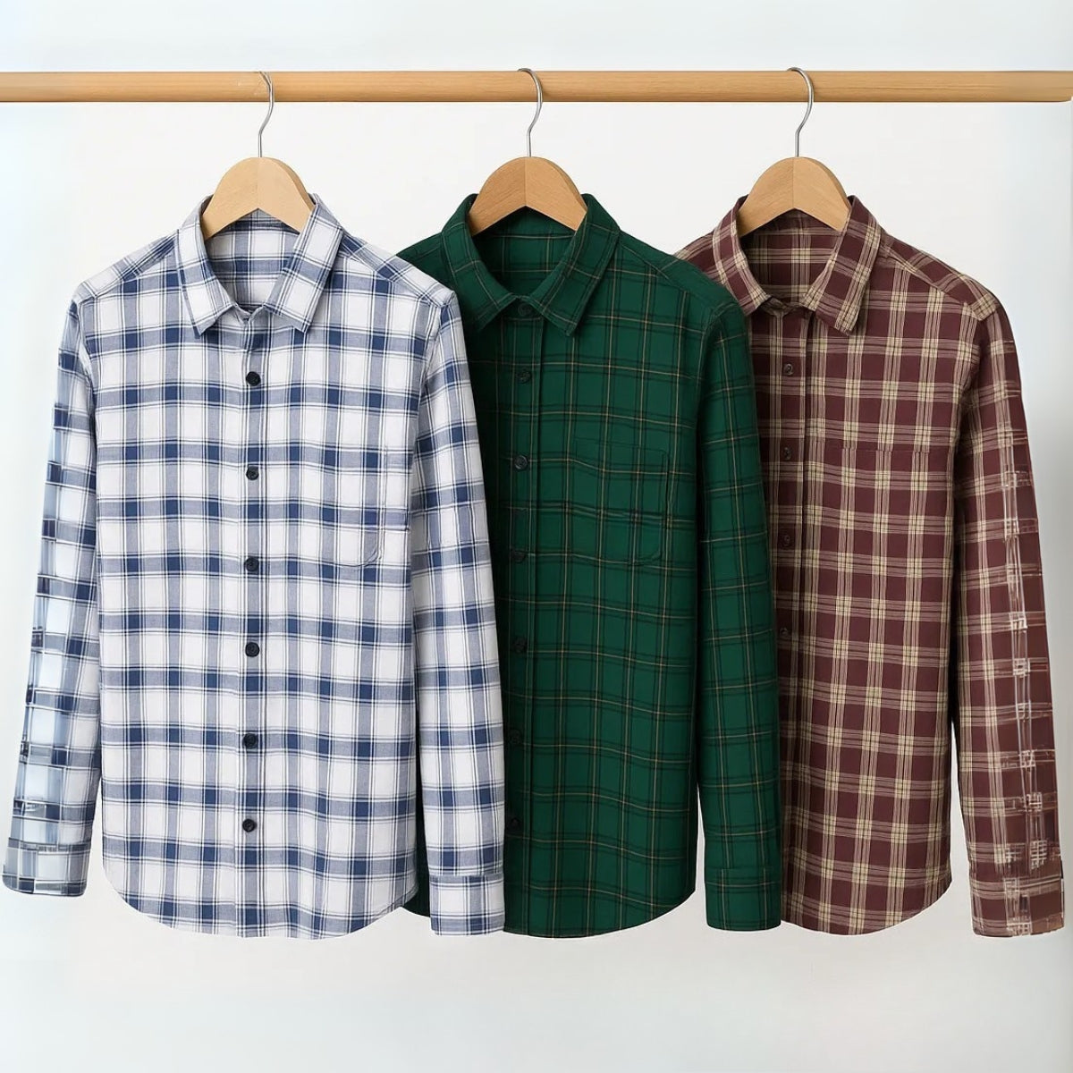 Office Essentials: 3-Pack Premium Cotton Formal Shirts – Tailored Fit, Full Sleeves & Pockets ( FS-167)