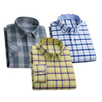 Pack of 3 Check Shirts for Men – Tailored Fit, Full Sleeves & Pockets (CSM-09)
