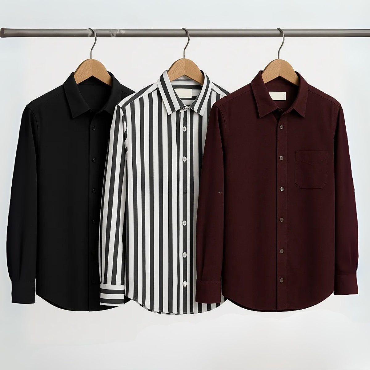 Shirt Happens: 3-Pack Men’s Stylish Formal Shirts – 100% Cotton, Full Sleeves with Pockets (FS-72)